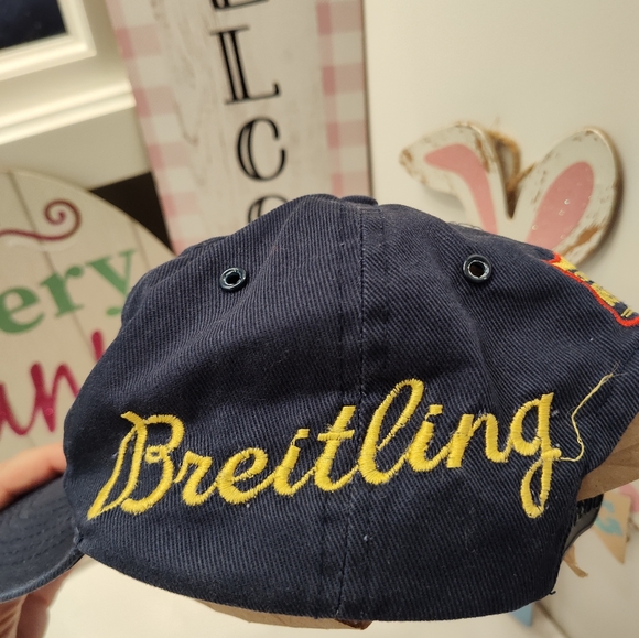 💙 Vintage Breitling Unisex Wear Cotton Adjustable Baseball Cap, Navy & Gold, OS - Picture 12 of 14